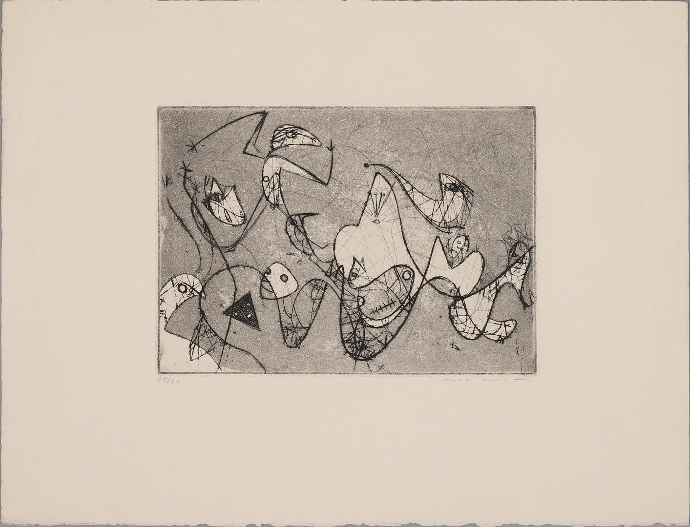 A Max Ernst etching on paper